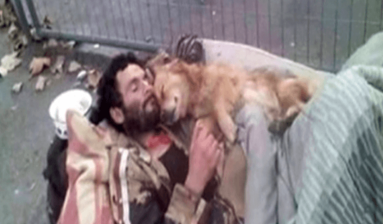 This homeless man sleeps with his dog in his arms, a four-paws angel who never lets him down